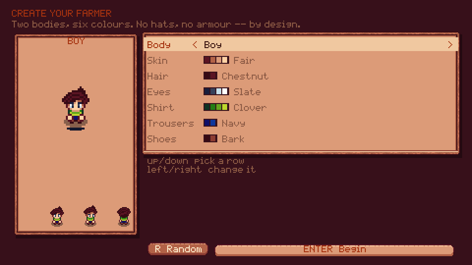 The character creator